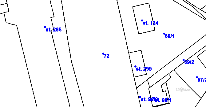 Parcela st. 72 v KÚ Mlékojedy u Neratovic, Katastrální mapa