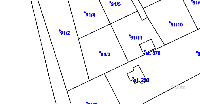 Parcela st. 91/3 v KÚ Mlékojedy u Neratovic, Katastrální mapa