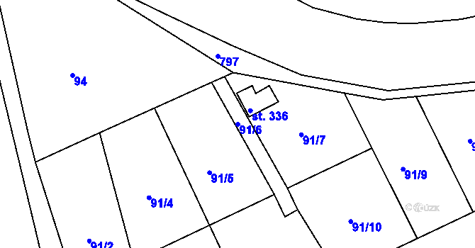 Parcela st. 91/6 v KÚ Mlékojedy u Neratovic, Katastrální mapa