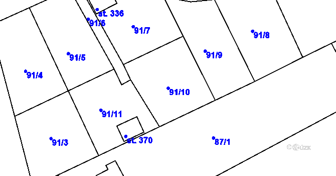 Parcela st. 91/10 v KÚ Mlékojedy u Neratovic, Katastrální mapa