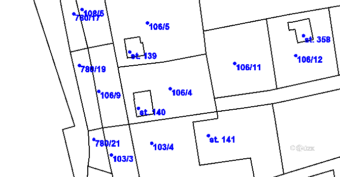 Parcela st. 106/4 v KÚ Mlékojedy u Neratovic, Katastrální mapa