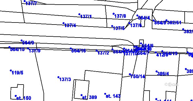 Parcela st. 137/2 v KÚ Mlékojedy u Neratovic, Katastrální mapa