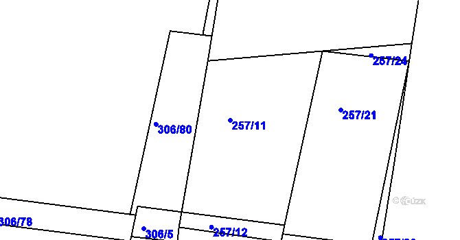 Parcela st. 257/11 v KÚ Mlékojedy u Neratovic, Katastrální mapa