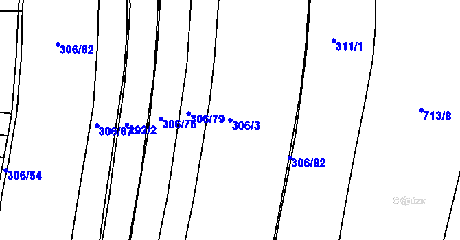 Parcela st. 306/3 v KÚ Mlékojedy u Neratovic, Katastrální mapa