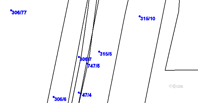 Parcela st. 315/5 v KÚ Mlékojedy u Neratovic, Katastrální mapa