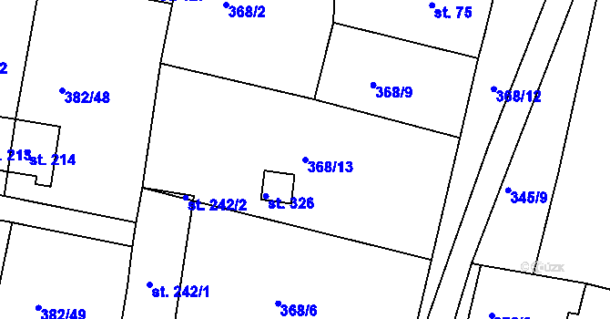 Parcela st. 368/13 v KÚ Mlékojedy u Neratovic, Katastrální mapa