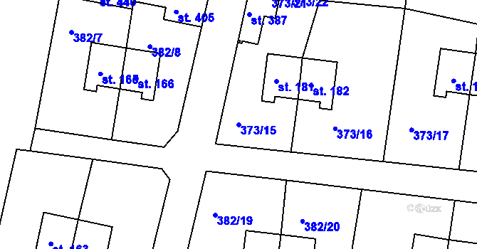 Parcela st. 373/15 v KÚ Mlékojedy u Neratovic, Katastrální mapa