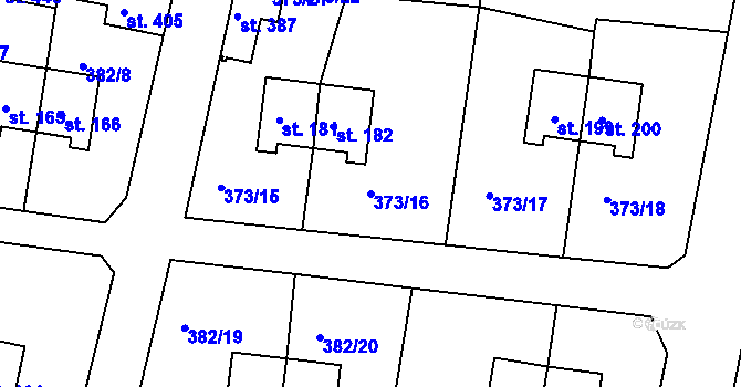 Parcela st. 373/16 v KÚ Mlékojedy u Neratovic, Katastrální mapa