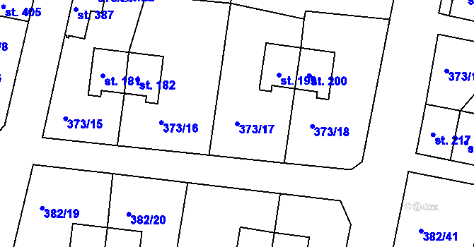 Parcela st. 373/17 v KÚ Mlékojedy u Neratovic, Katastrální mapa