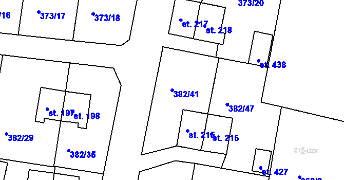 Parcela st. 382/41 v KÚ Mlékojedy u Neratovic, Katastrální mapa