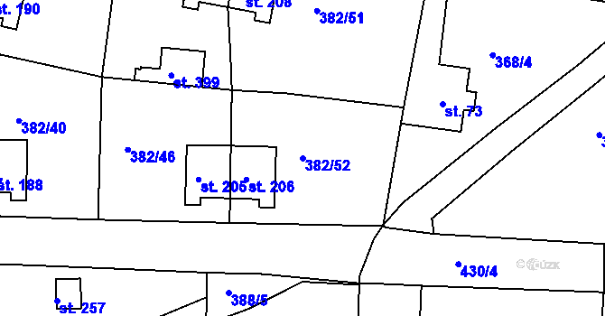 Parcela st. 382/52 v KÚ Mlékojedy u Neratovic, Katastrální mapa