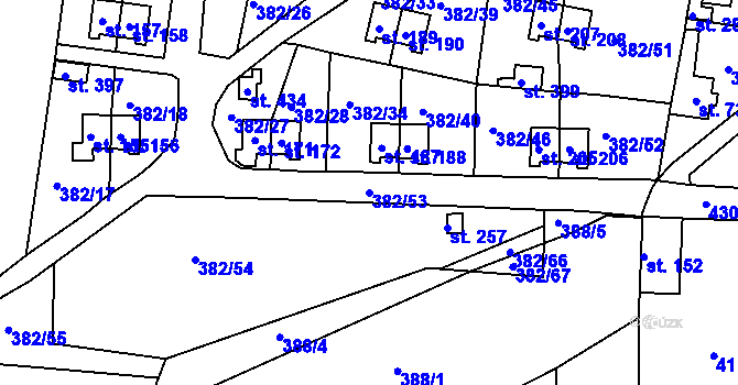 Parcela st. 382/53 v KÚ Mlékojedy u Neratovic, Katastrální mapa