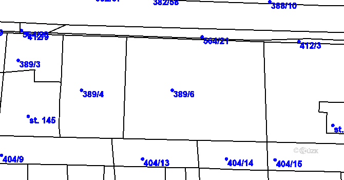 Parcela st. 389/6 v KÚ Mlékojedy u Neratovic, Katastrální mapa