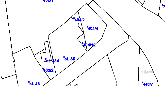 Parcela st. 404/12 v KÚ Mlékojedy u Neratovic, Katastrální mapa