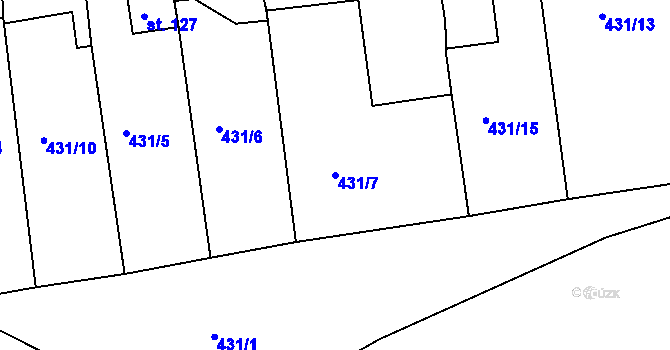 Parcela st. 431/7 v KÚ Mlékojedy u Neratovic, Katastrální mapa