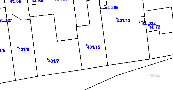 Parcela st. 431/15 v KÚ Mlékojedy u Neratovic, Katastrální mapa