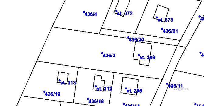 Parcela st. 436/3 v KÚ Mlékojedy u Neratovic, Katastrální mapa