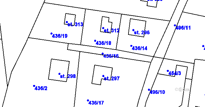 Parcela st. 436/16 v KÚ Mlékojedy u Neratovic, Katastrální mapa