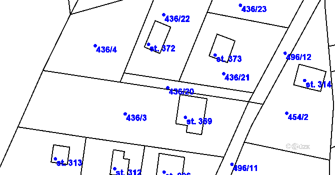 Parcela st. 436/20 v KÚ Mlékojedy u Neratovic, Katastrální mapa