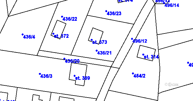 Parcela st. 436/21 v KÚ Mlékojedy u Neratovic, Katastrální mapa