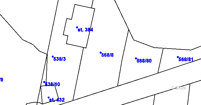 Parcela st. 568/8 v KÚ Mlékojedy u Neratovic, Katastrální mapa