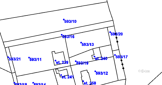 Parcela st. 593/13 v KÚ Mlékojedy u Neratovic, Katastrální mapa