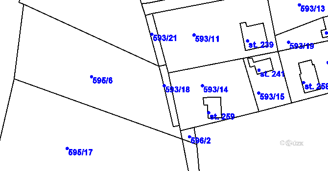 Parcela st. 593/18 v KÚ Mlékojedy u Neratovic, Katastrální mapa