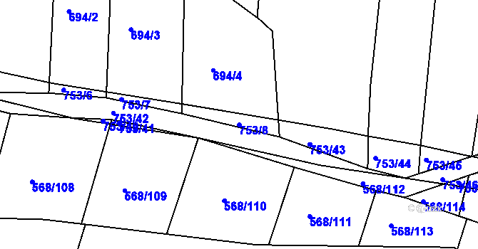 Parcela st. 753/8 v KÚ Mlékojedy u Neratovic, Katastrální mapa