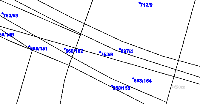 Parcela st. 753/9 v KÚ Mlékojedy u Neratovic, Katastrální mapa