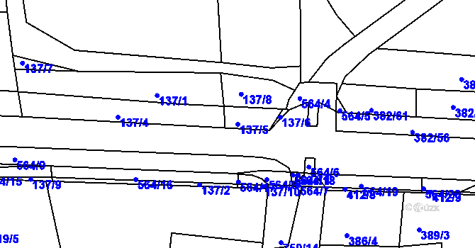 Parcela st. 137/5 v KÚ Mlékojedy u Neratovic, Katastrální mapa