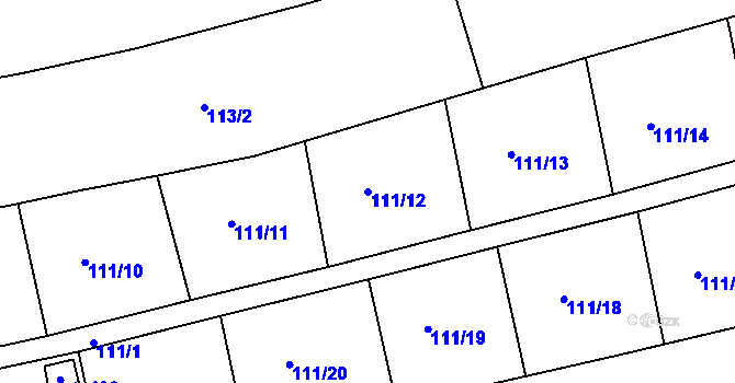 Parcela st. 111/12 v KÚ Mlékojedy u Neratovic, Katastrální mapa