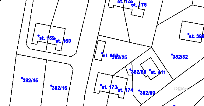 Parcela st. 403 v KÚ Mlékojedy u Neratovic, Katastrální mapa
