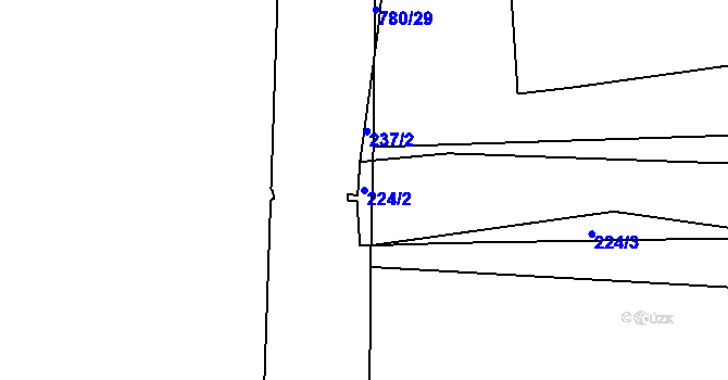 Parcela st. 224/2 v KÚ Mlékojedy u Neratovic, Katastrální mapa