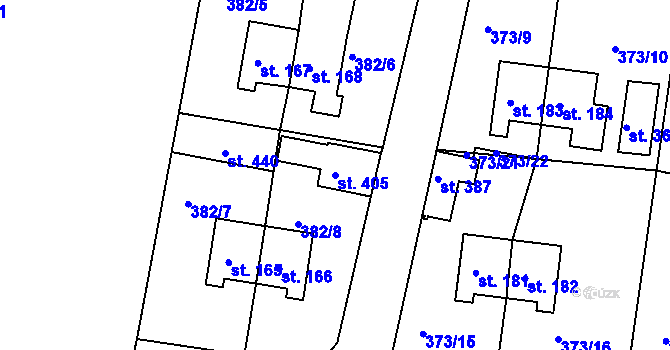 Parcela st. 405 v KÚ Mlékojedy u Neratovic, Katastrální mapa