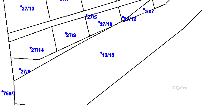 Parcela st. 13/15 v KÚ Mlékojedy u Neratovic, Katastrální mapa
