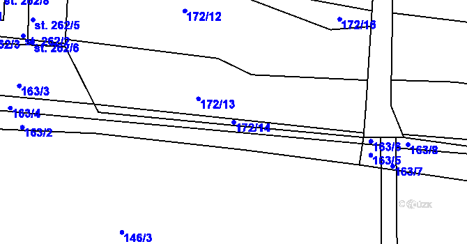 Parcela st. 172/14 v KÚ Mlékojedy u Neratovic, Katastrální mapa