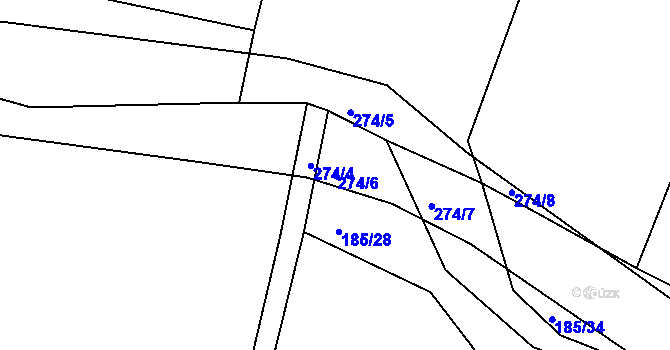 Parcela st. 274/6 v KÚ Mlékojedy u Neratovic, Katastrální mapa