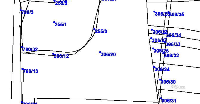 Parcela st. 306/20 v KÚ Mlékojedy u Neratovic, Katastrální mapa
