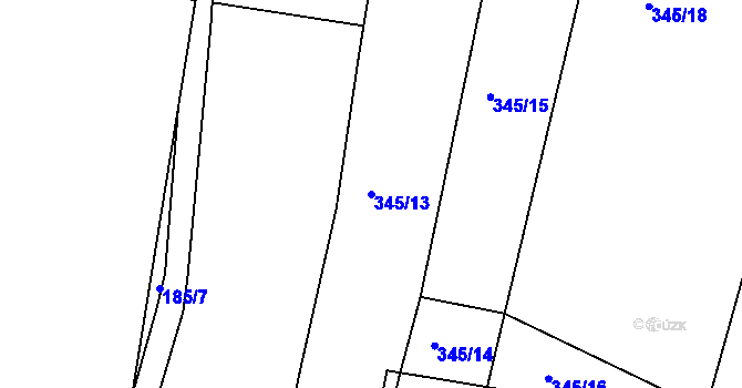 Parcela st. 345/13 v KÚ Mlékojedy u Neratovic, Katastrální mapa