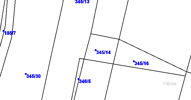 Parcela st. 345/14 v KÚ Mlékojedy u Neratovic, Katastrální mapa