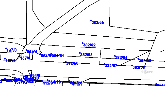 Parcela st. 382/62 v KÚ Mlékojedy u Neratovic, Katastrální mapa