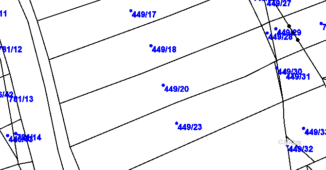 Parcela st. 449/20 v KÚ Mlékojedy u Neratovic, Katastrální mapa