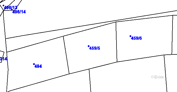 Parcela st. 459/5 v KÚ Mlékojedy u Neratovic, Katastrální mapa
