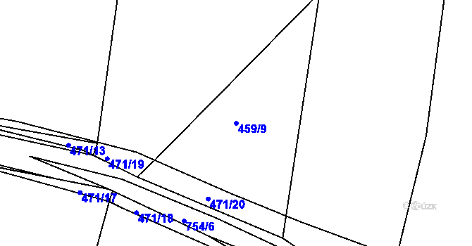 Parcela st. 459/9 v KÚ Mlékojedy u Neratovic, Katastrální mapa