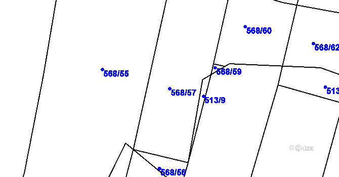 Parcela st. 568/57 v KÚ Mlékojedy u Neratovic, Katastrální mapa
