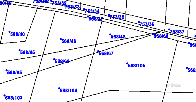 Parcela st. 568/67 v KÚ Mlékojedy u Neratovic, Katastrální mapa