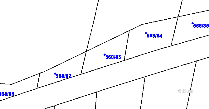 Parcela st. 568/83 v KÚ Mlékojedy u Neratovic, Katastrální mapa