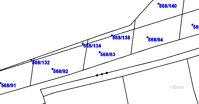 Parcela st. 568/93 v KÚ Mlékojedy u Neratovic, Katastrální mapa