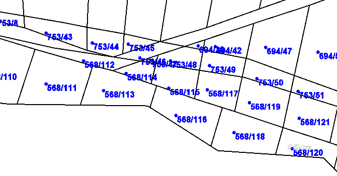 Parcela st. 568/115 v KÚ Mlékojedy u Neratovic, Katastrální mapa