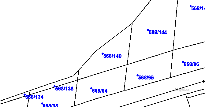 Parcela st. 568/140 v KÚ Mlékojedy u Neratovic, Katastrální mapa